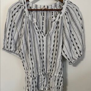a.n.a Black and White Striped Blouse